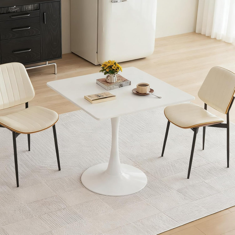 Square Dining Table, 31.5" Tulip Table with Thickened Tabletop & Met...