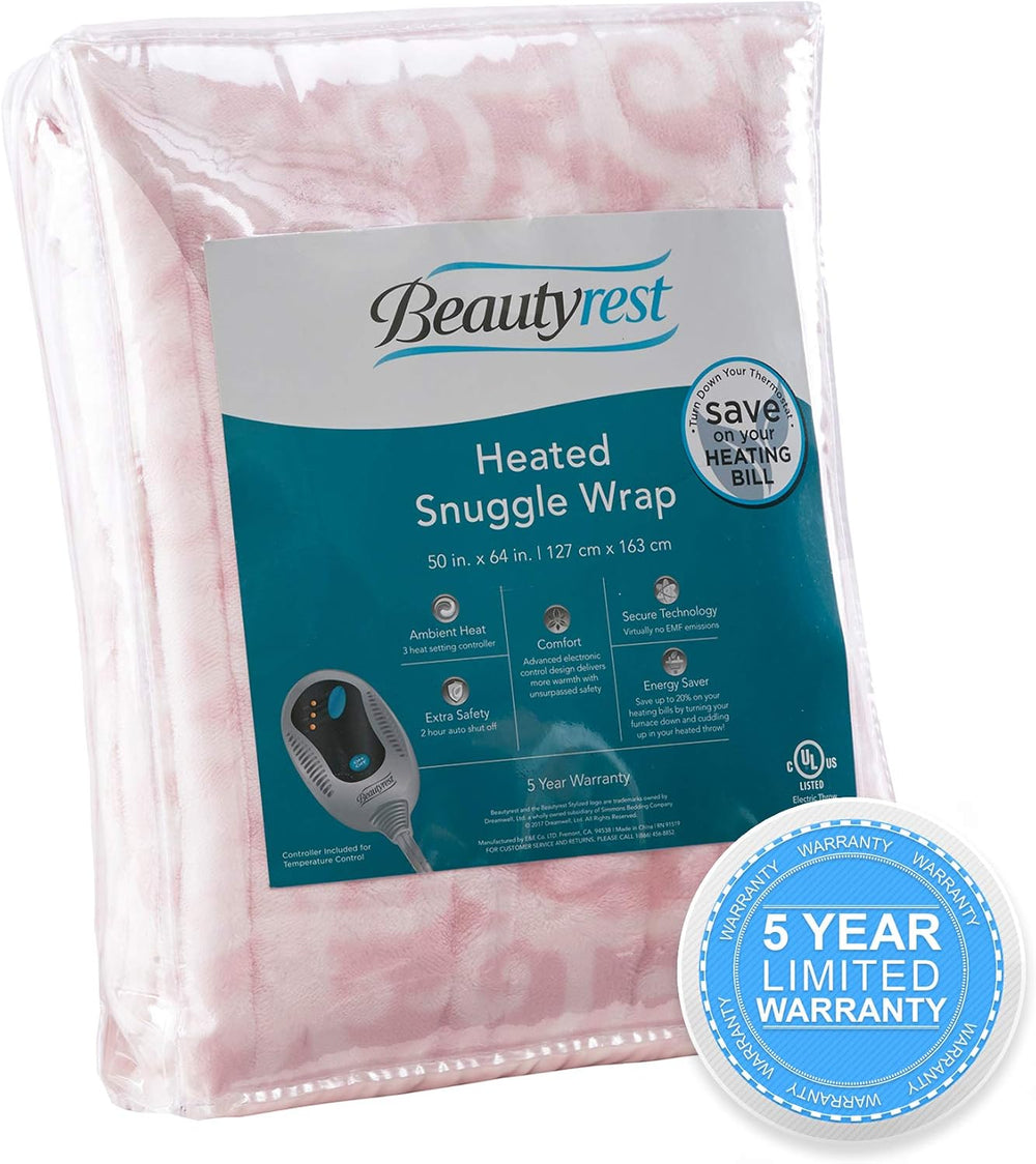 Beautyrest Heated Electric Throw - Sherpa/Berber, 3 Heat & Washable