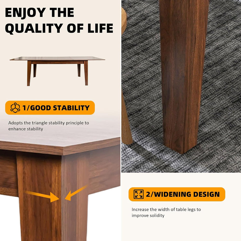 5 Piece Extendable Dining Table Set for 4-8 Person, Wooden Dining Room Table ...