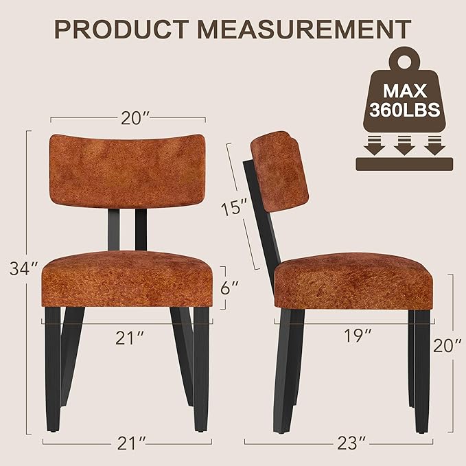 GOTMINSI Mid Century Modern Dining Chairs,Velvet Farmhouse Upholstered Kitche...