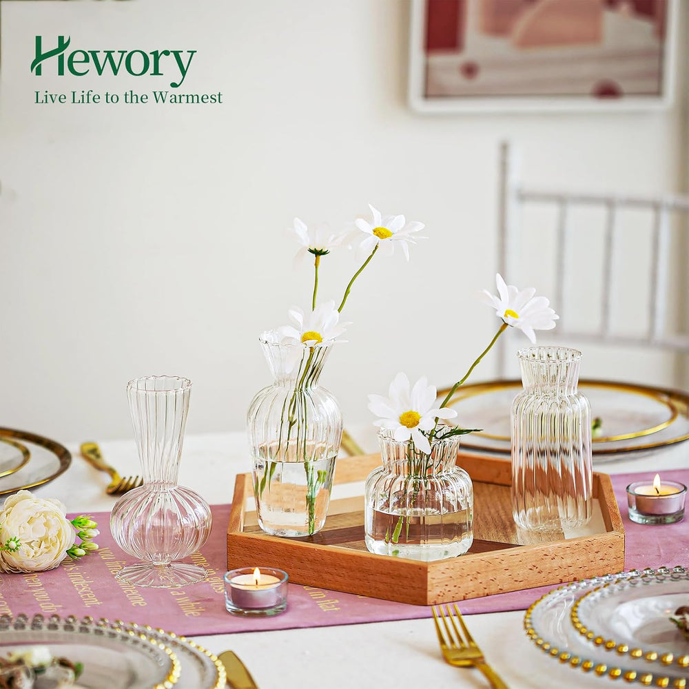 Mini Glass Vases for Centerpieces - Hewory Small Clear Bud Vase in Bulk, Cute...