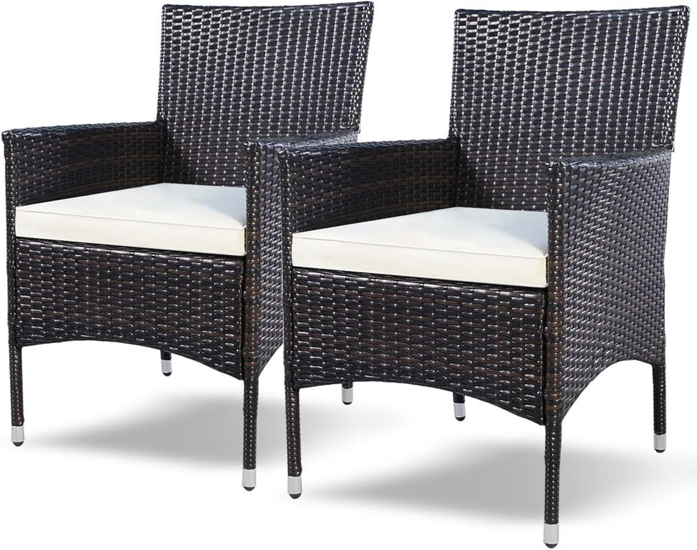 Tangkula 2 Pcs Patio Armchair Rattan Single Chair Set Outdoor Modern Wicker R...