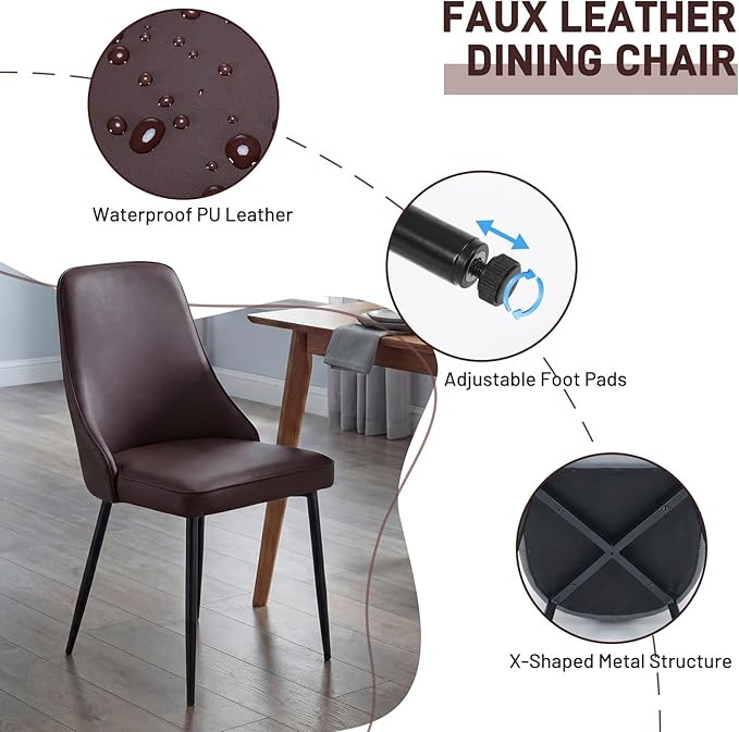 Modern Dining Chairs Set of 6, Faux Leather Upholstered Dining Room Chair Kit...