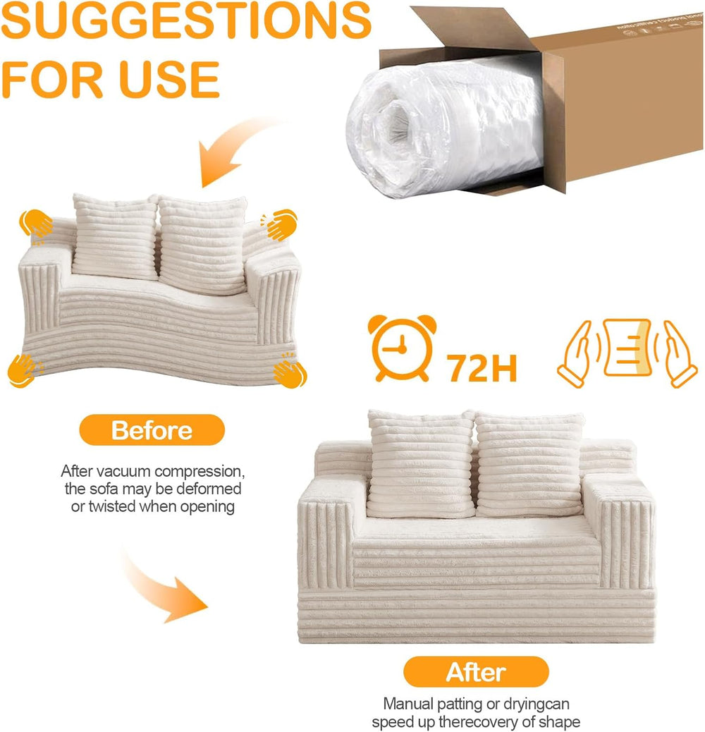 Erament Boneless Loveseat Convertible Sofa Bed, Folding Floor Futon Sleeper S...