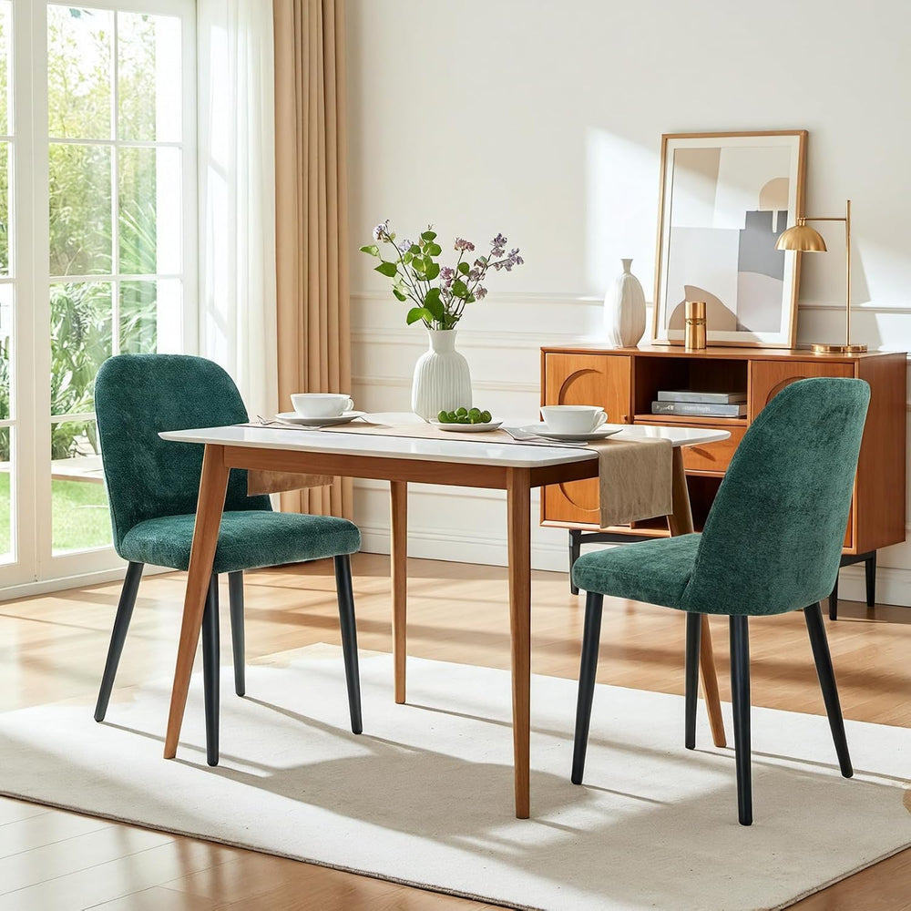 Upholstered Dining Chairs Set of 2 Modern Kitchen Chairs Chenille Fabric Dini...