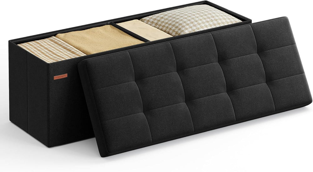 SONGMICS 43.3 Inches Folding Storage Ottoman Bench, Load 660 lb