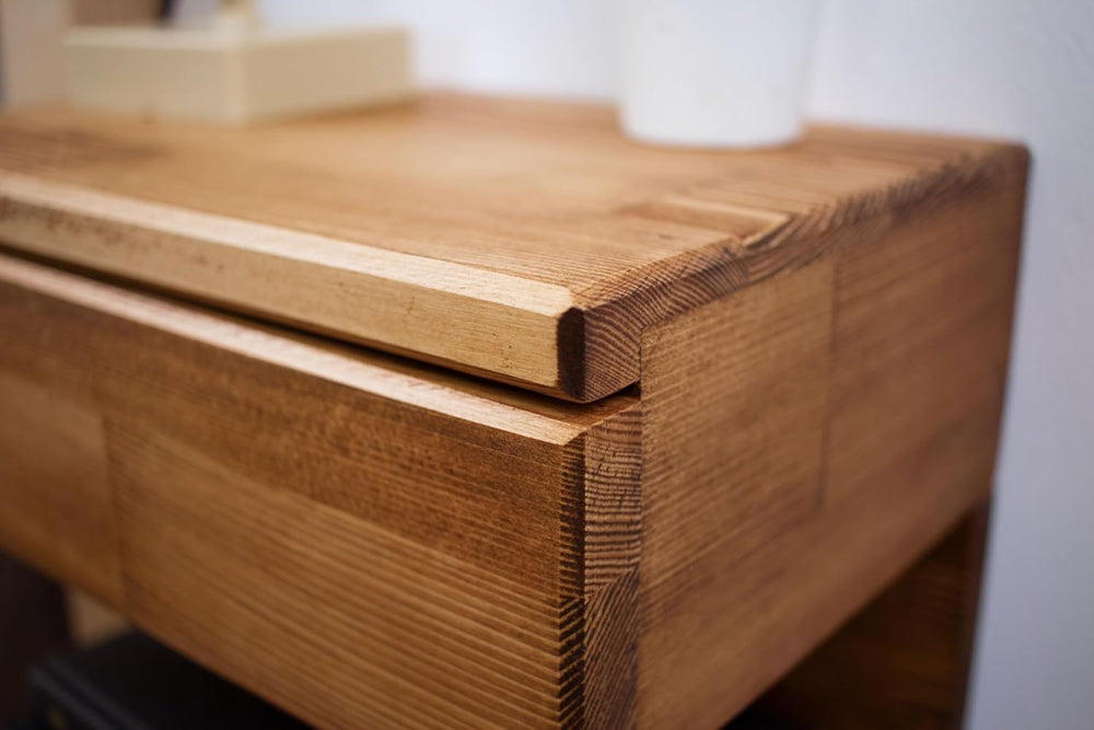 Floating Nightstand Side Accent or End Table with Storage Drawer, Wood Bedsid...