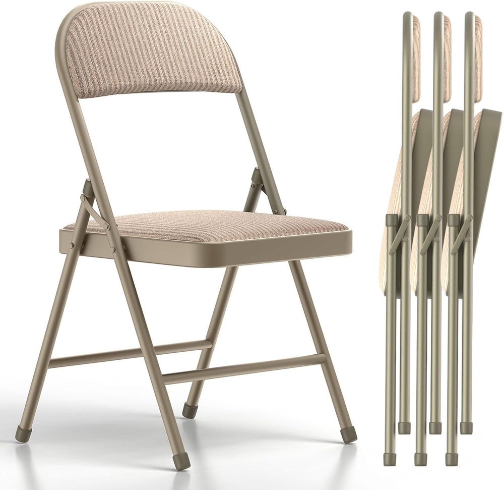 Nazhura 4 Pack Folding Chairs, Fabric Dining Chair Set with Padded Cushion an...