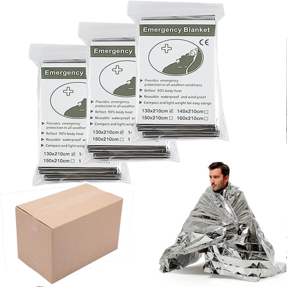 Emergency Foil Blanket 100 Pack Survival Thermal Mylar Reflective Blankets