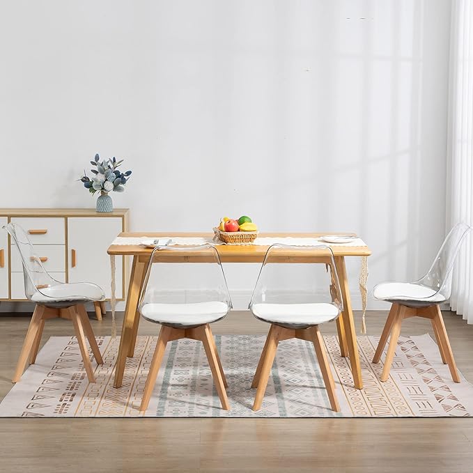 Clear Dining Chairs Set of 2, Modern Acrylic Dining Chair Transparent Chairs ...