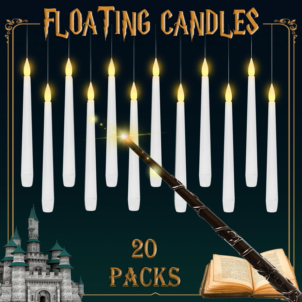 Lezonic Floating Candles with Magic Wand Remote, 20 Pack Hanging LED Candles,...