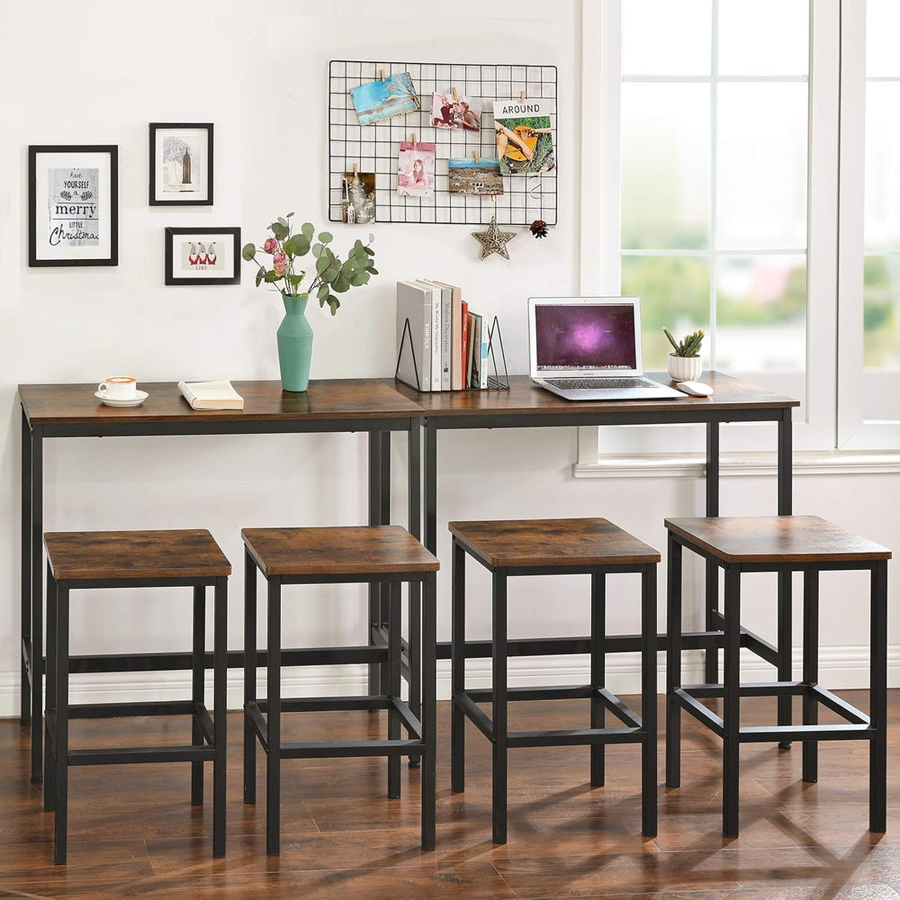 VASAGLE Bar Table 15.7 x 39.4 x 35.4 Inches, Rustic Brown and Ink Black ULBT1...