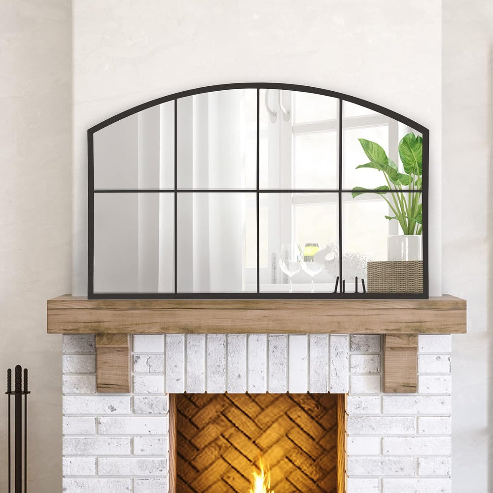 WAMIRRO 42x28 Large Black Arched Window Pane Wall Mirrors, Farmhouse Decor