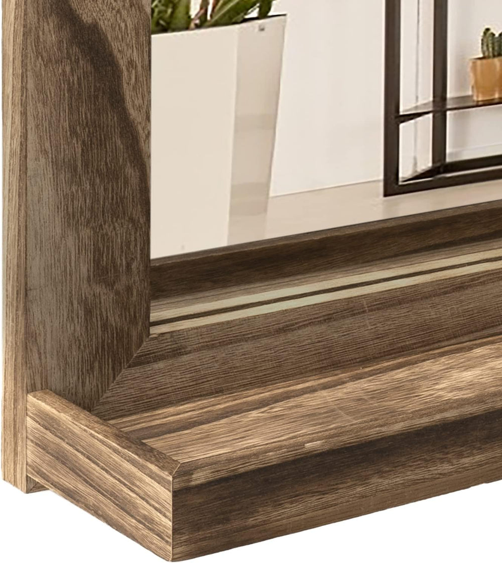 Emfogo Wall Mirror with Shelf, 20 x 16 inch Farmhouse Decor Wall Mirror Hangi...