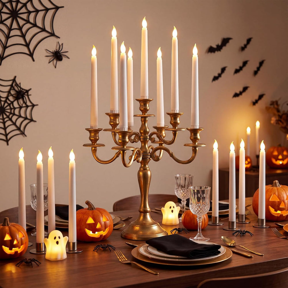 Tuanse 24pcs 11" LED Flameless Taper Battery Candles for Halloween, Ivory