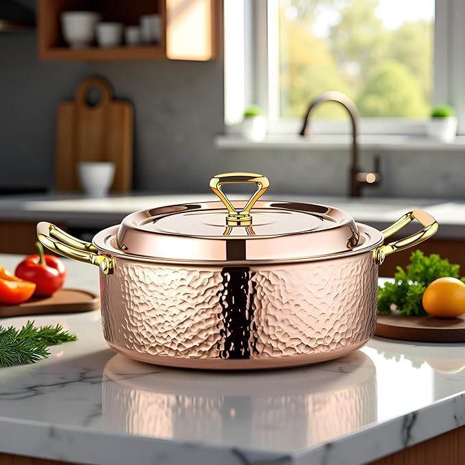 YJX 4.2QT Hammered Stock Pot