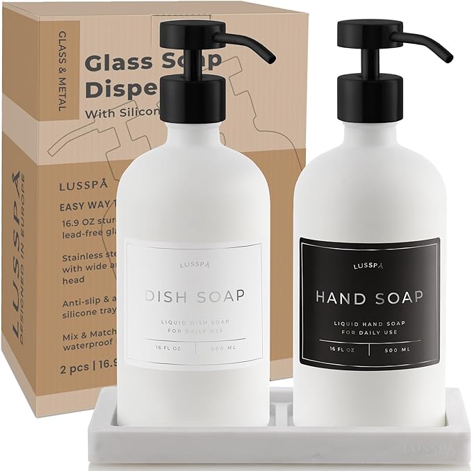 Glass Soap Dispenser Set of 2