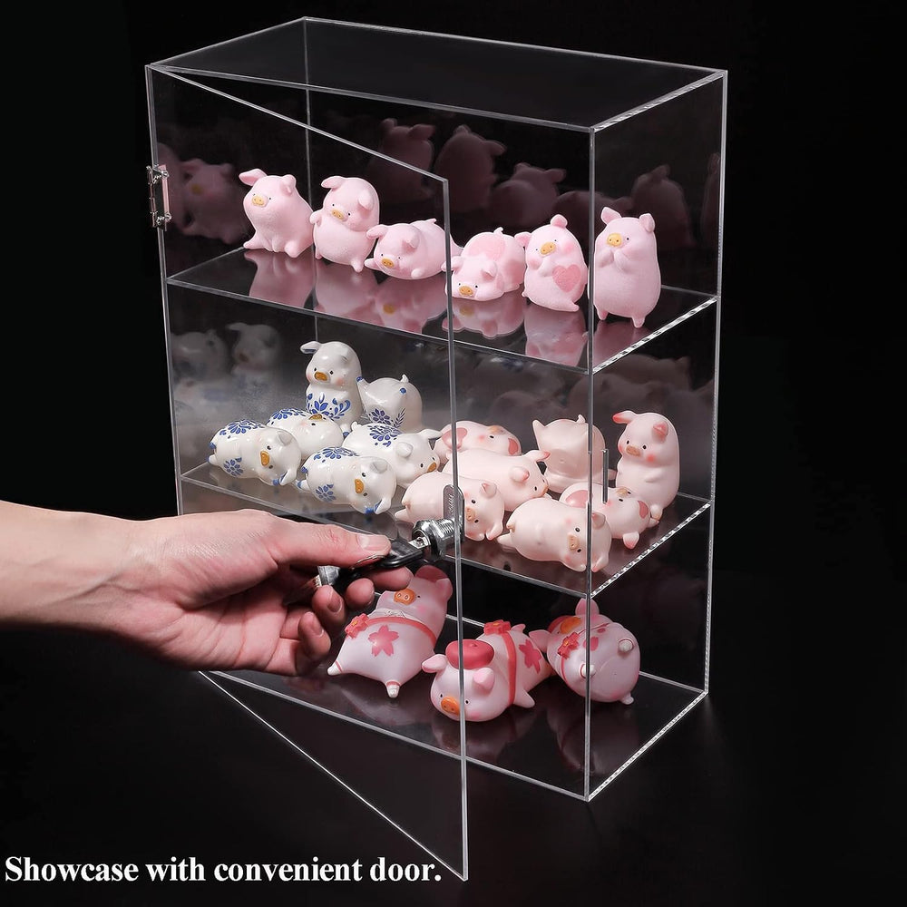 DuvinDD Acrylic Display Case with Lock, Collectibles Showcase Clear