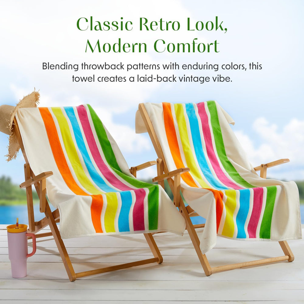 Loon & Lake Luxury Beach Towels Set of 2 - Retro Stripes | | 2 Pack 30&qu...