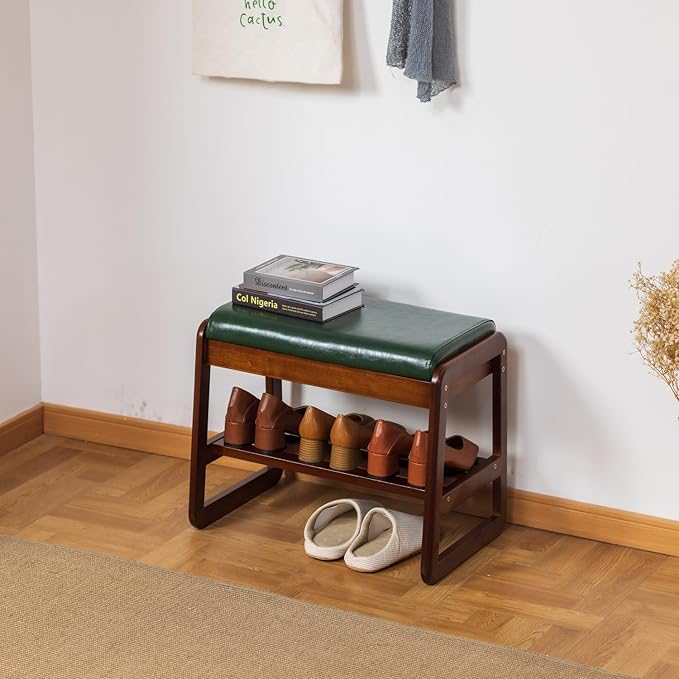 latifolia Shoe Rack Bench, Entryway Shoe Bench with Cushion, Flip-Open Storag...
