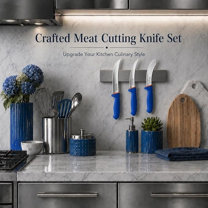 DRAGON RIOT 3 Pcs Butcher Knife Set, Stainless Steel Boning & Carving Knives