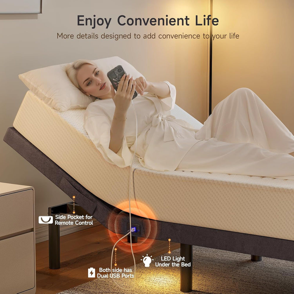 ONBRILL Twin Adjustable Bed Frame with Wireless Remote, 3 Massage Modes