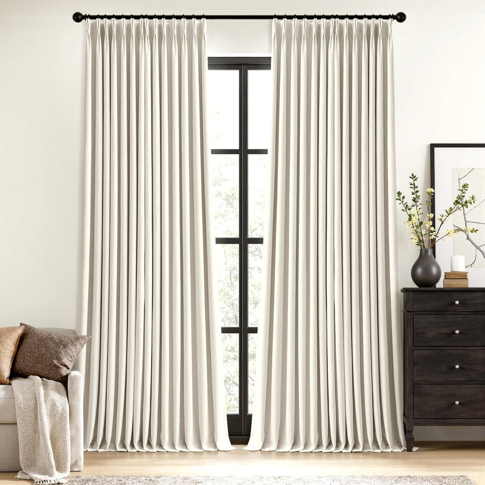 MIULEE Natural Pinch Pleated 100% Blackout Curtains 40x102 Inches