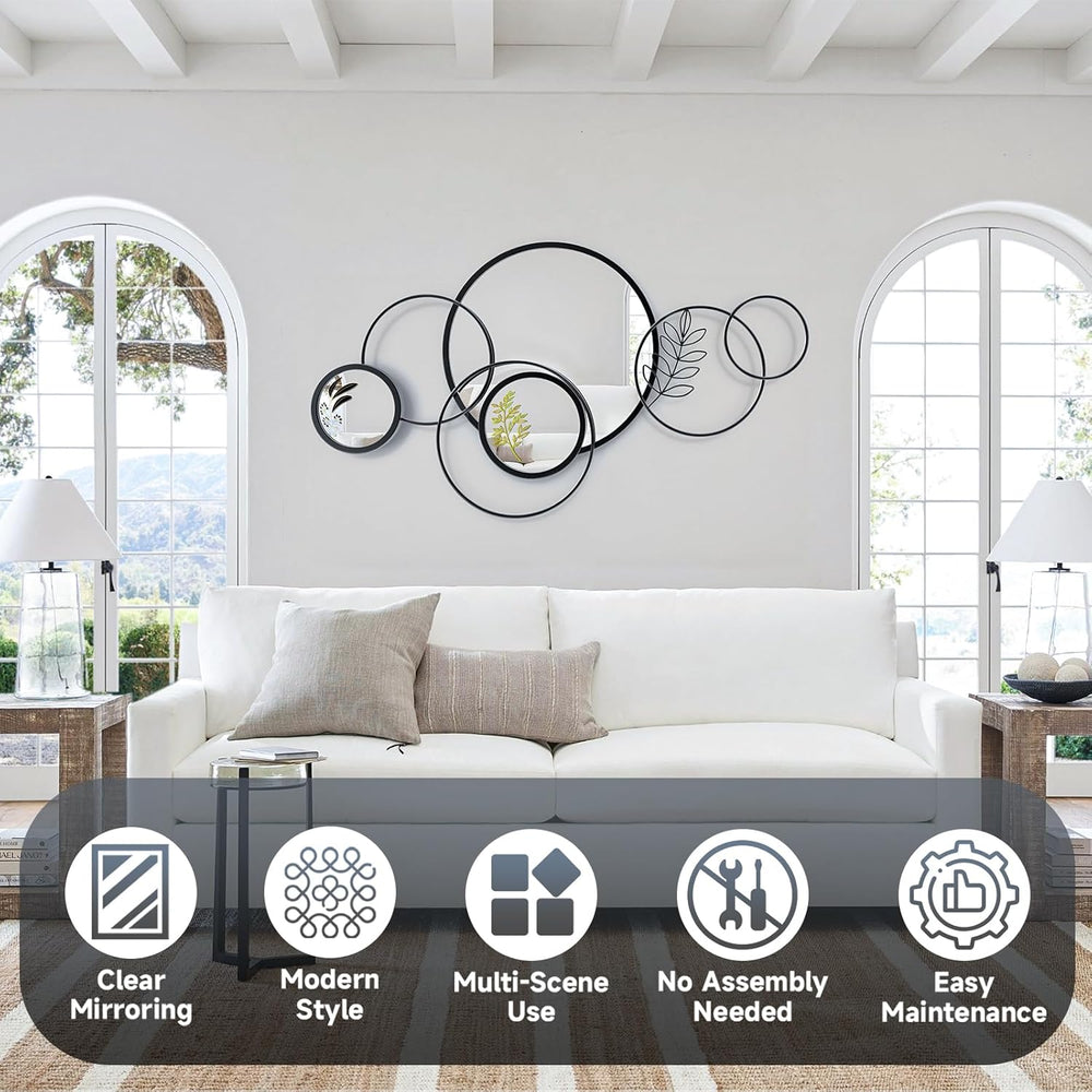 Wall Mirror Decorative, Round Decorative Mirror, Large Decor Metal Wall Art