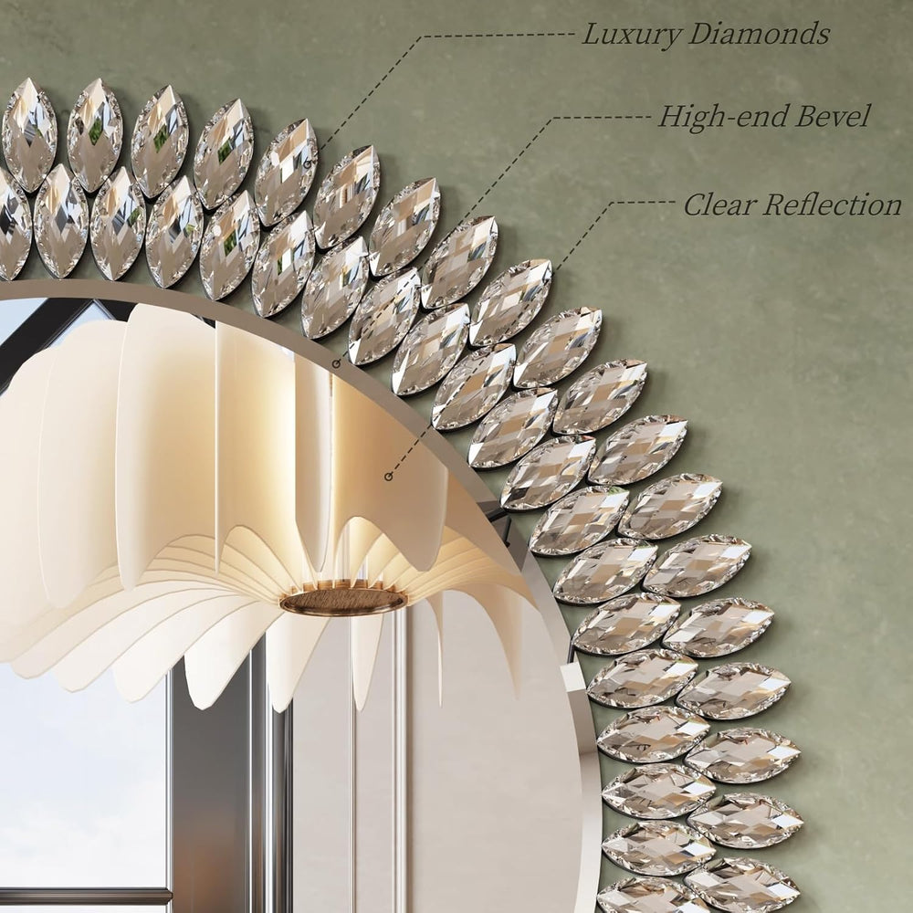 Kelly Miller 26" Jeweled Luxury Round Decorative Wall Mirror
