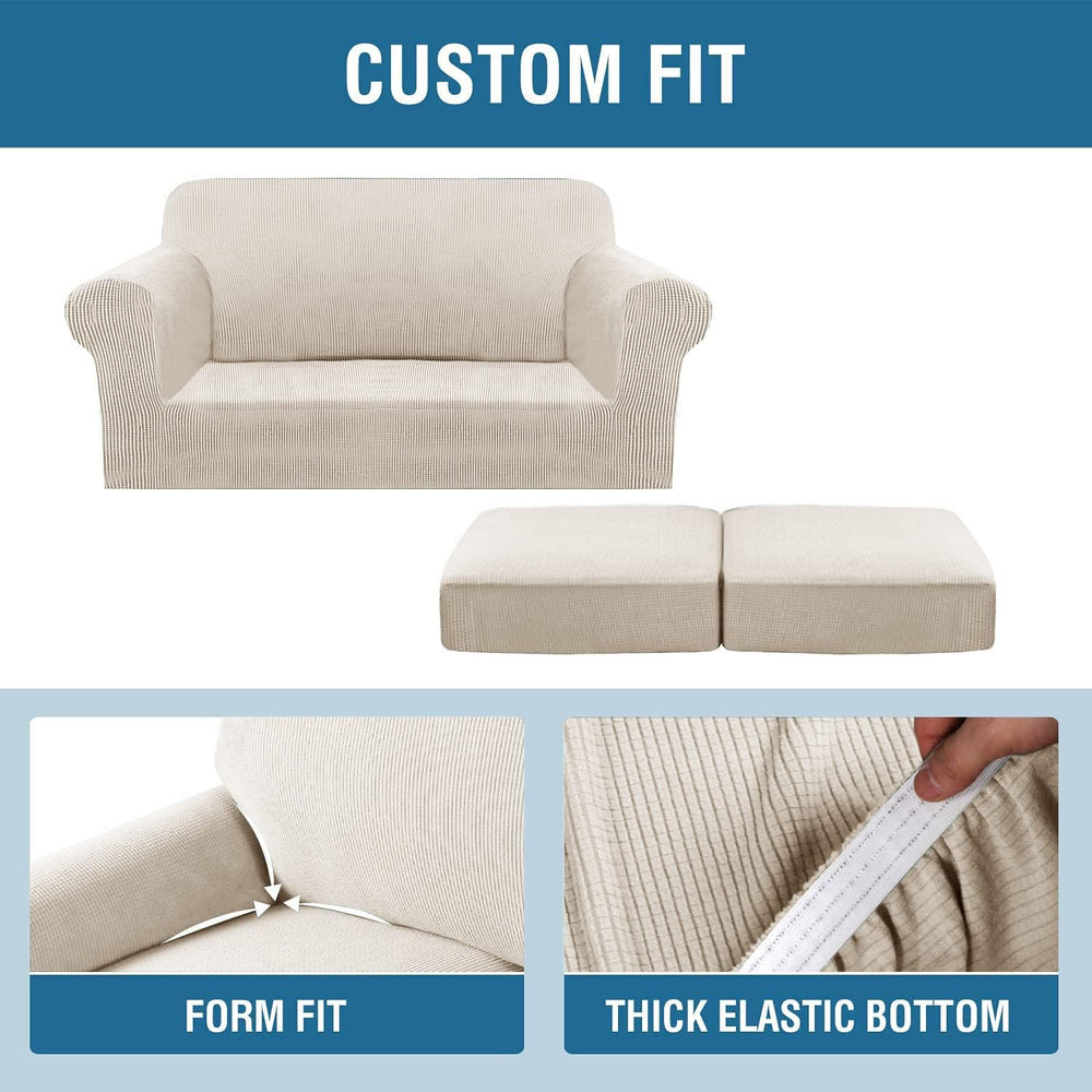 H.VERSAILTEX 3 Piece Stretch Sofa Covers for 2 Cushion Loveseat Couch Covers ...