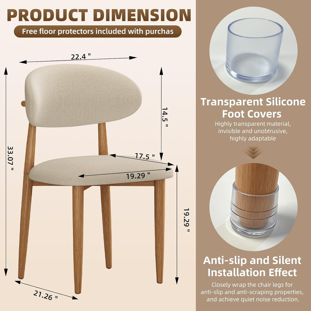 Dining Chairs Set of 4, Modern Fabric Upholstered Dining Room Chair MetalKitc...