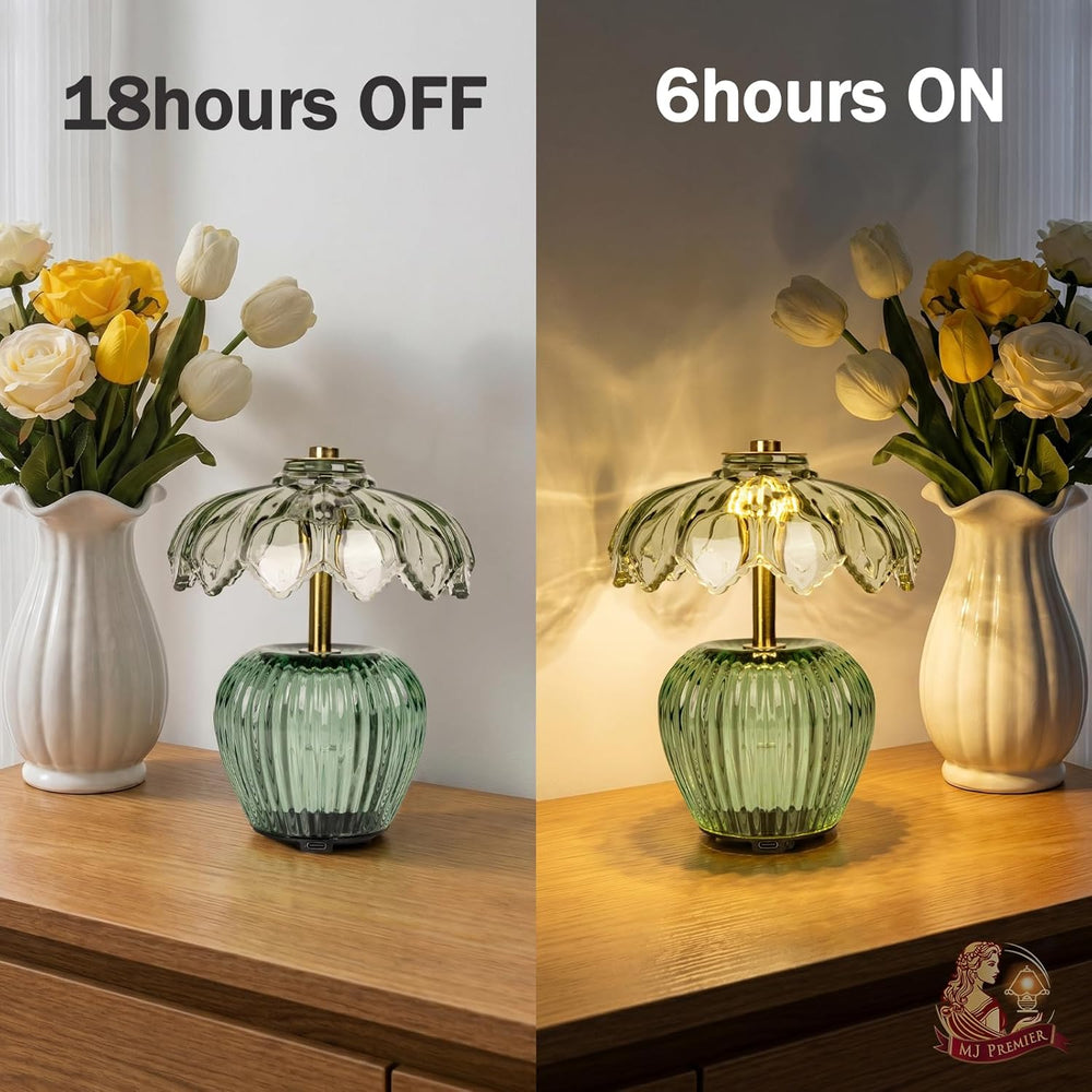 MJ PREMIER Rechargeable Table Lamp, Small Cordless Lamp with Timer, Green