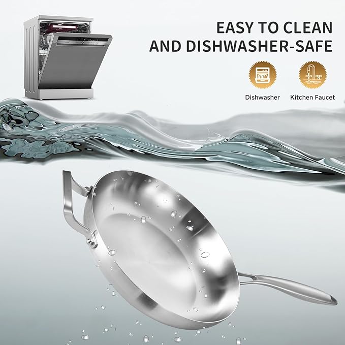 LOLYKITCH 14 Inch Tri-ply Stainless Steel Frying Pan