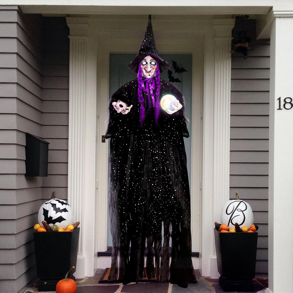 71โ Halloween Hanging Talking Animatronics Witch with Sound Activated