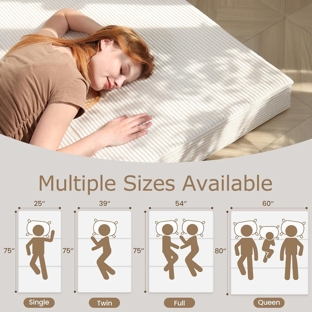 Foldable Mattress Queen Size, Folding Mattress with Removable Cover