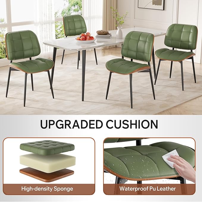 Dining Chairs Set of 8, Mid Century Modern Dining Room Chair, Upholstered Fau...