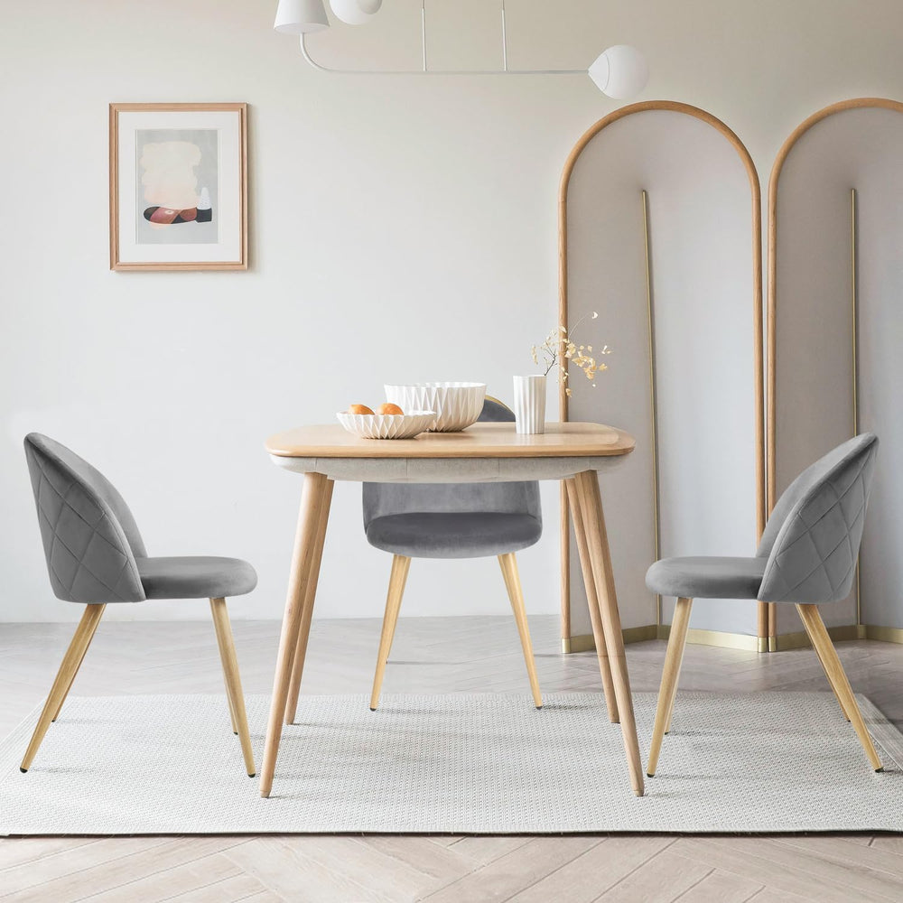 FurnitureR Dining Chairs Set of 2, Upholstered Velvet Mid Back Armless Accent...