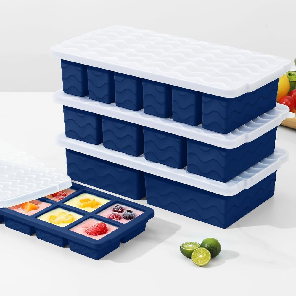 Silicone Freezer Trays with Lid (4-Pack), 1-Cup, 2-Cup, 1/2-Cup & 2-Tbsp ...