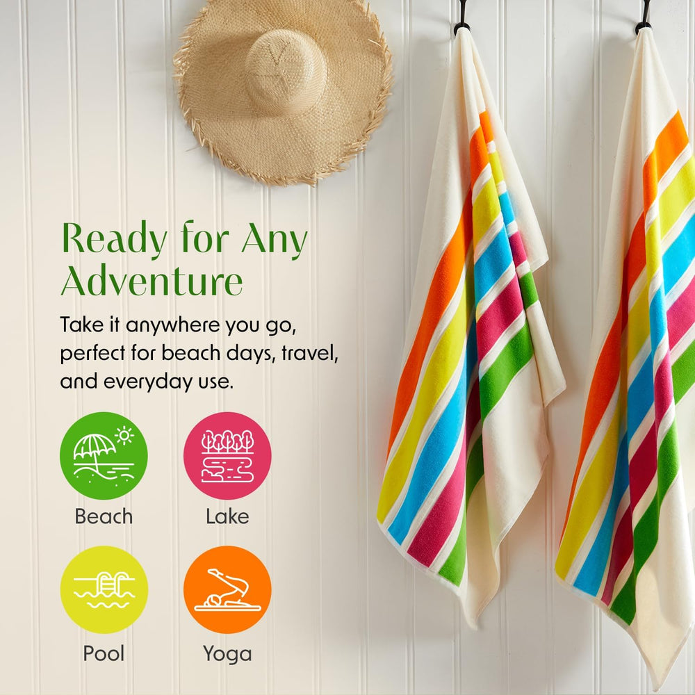 Loon & Lake Luxury Beach Towels Set of 2 - Retro Stripes | | 2 Pack 30&qu...