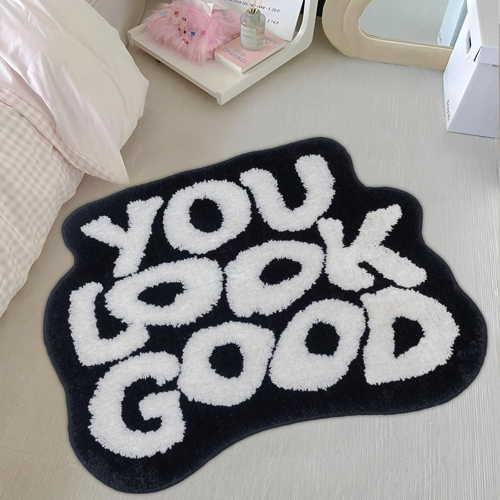 Large You Look Good Rug Black Bath Mats for Bathroom, Cute Bathroom Rugs Non ...