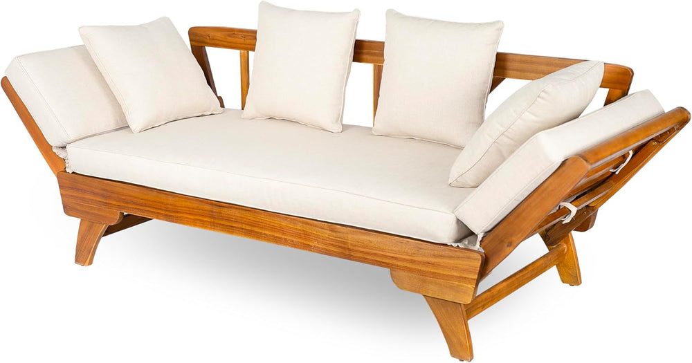 Christopher Knight Home Gary Patio Convertible Couch, Wooden Outdoor Daybed, ...