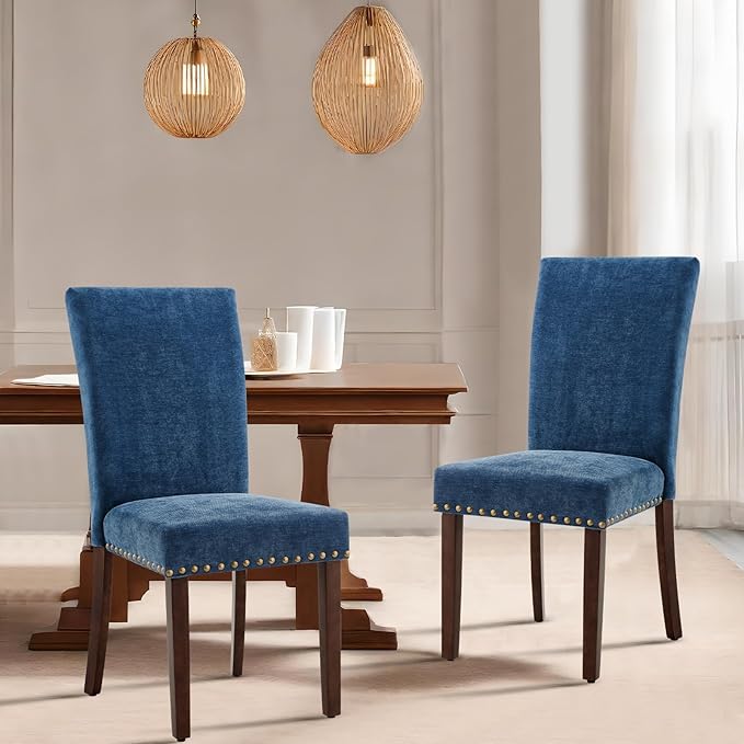 COLAMY Upholstered Parsons Dining Chairs Set of 4, Fabric Dining Room Kitchen...