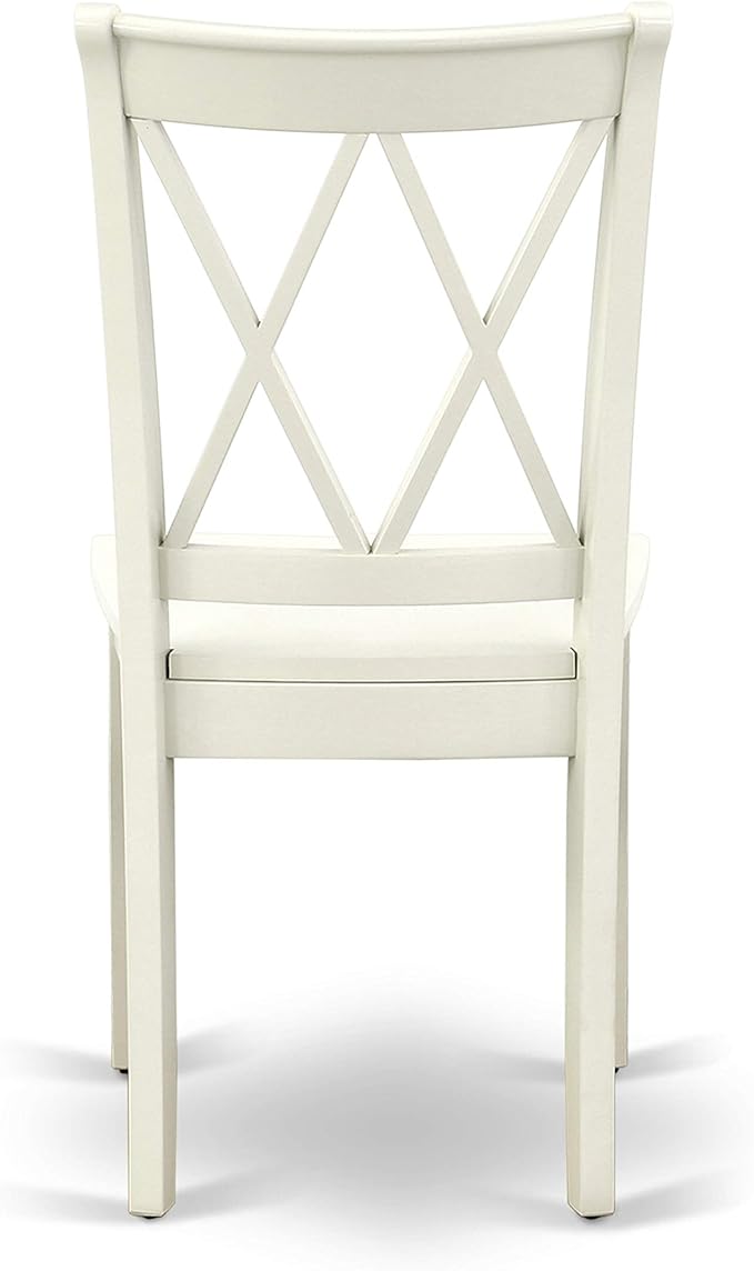 East West Furniture CLC-LWH-W Clarksville Dining Room Chairs - Double Cross B...