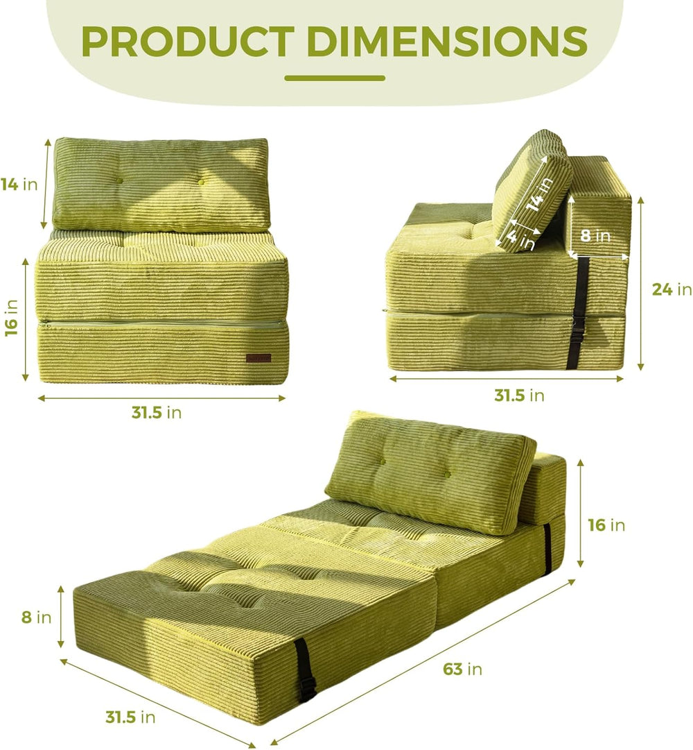 MAXYOYO Folding Sofa Bed, Convertible Chair Bed with Pillow