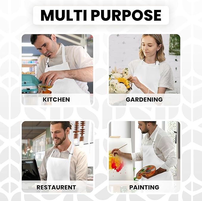 Adjustable Bib Apron 100% Polyester Kitchen Aprons Waterdrop Resistant Aprons