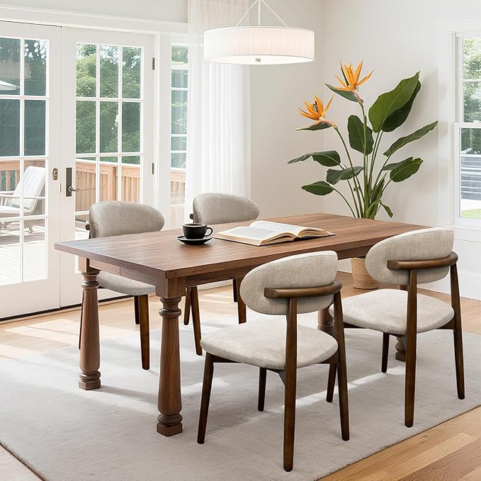 Farmhouse Dining Chairs Set of 4, Mid Century Modern Wooden Dining Room Chair...