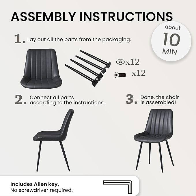 CLIPOP Dining Chairs Set of 6, Upholstered Kitchen Chairs with Comfortable Fa...