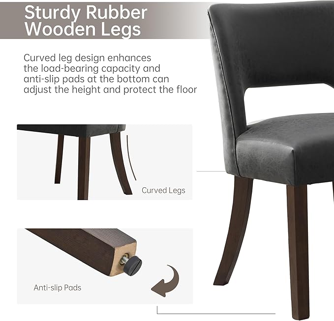 VKNOW Modern Dining Chairs Set of 2, Faux Leather Upholstered Dining Room Cha...