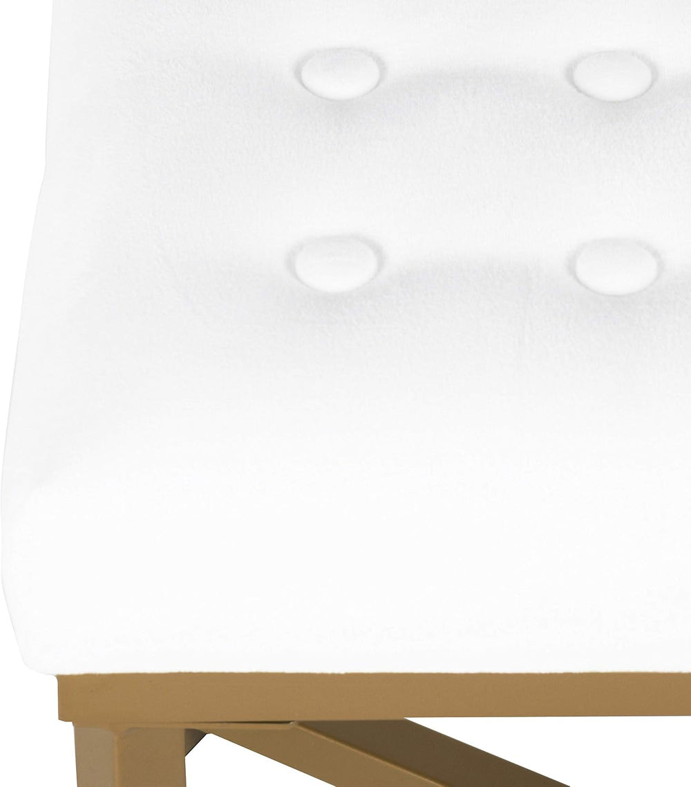 HomePop 24" Tufted Velvet Ottoman Bench - White
