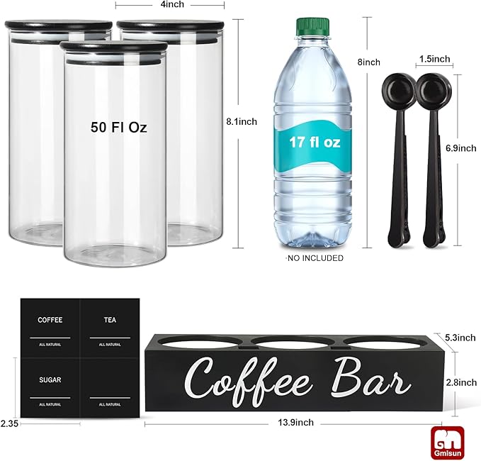 gmisun Coffee Tea Sugar Container Set, Canisters Jars